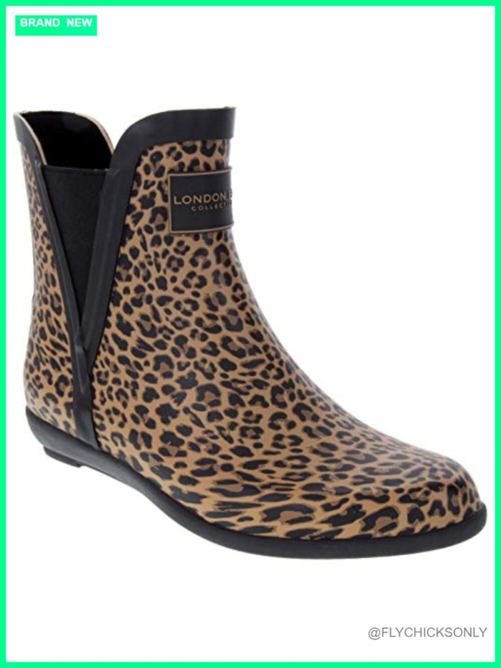 London Fog Piccadilly Waterproof Rubber Rain Boot Mid-Calf Pull-On